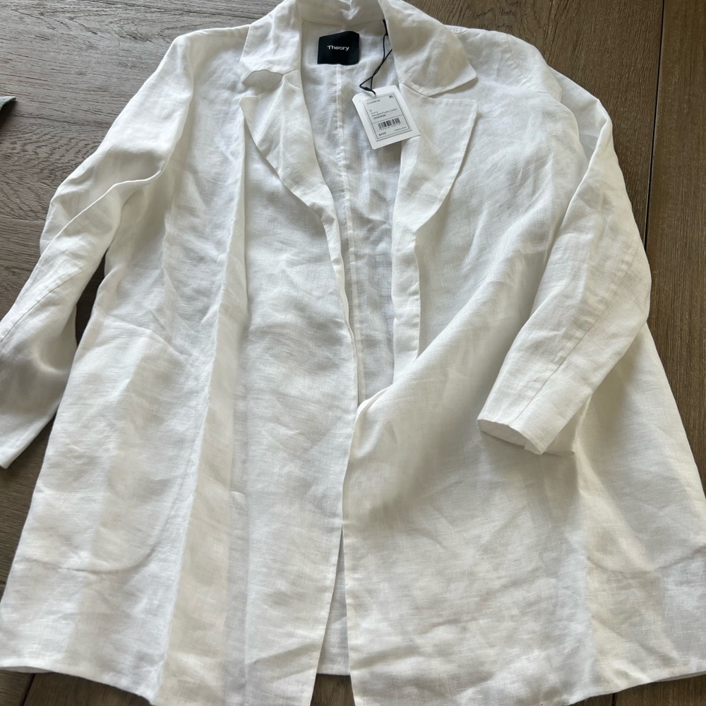 NEW NWT Theory Clairene Double- Faced White Linen Jacket size S - Picture 7 of 7